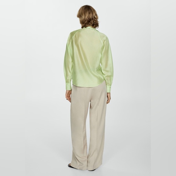 Mango satin lyocell light green shirt NWT - Picture 4 of 8